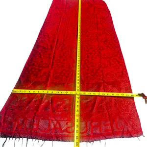 100% Cashmere Red Black Elephant Shawl Oversized Fringe Scarf Wrap thumbnail 8