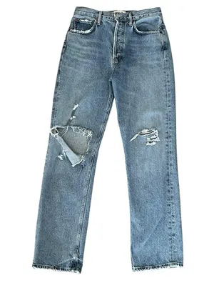 Agolde Women’s 90’s Pinch Waist Lineup Wash Distressed Straight Leg Jeans Sz 27 thumbnail 2