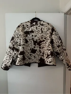 Maeve Cream Quilted Jacket with Brown Splatter thumbnail 6
