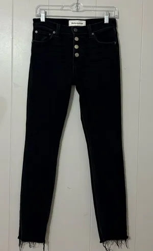 Reformation Stretch Button Fly High Rise Jeans Argentine Black 25 thumbnail 1