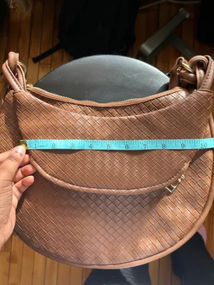 Crescent Woven Dark Espresso Shoulder Handbag Purse Satchel Medium Knotted Strap thumbnail 6
