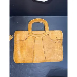 Vintage‎ Genuine Leather Tan Rustic Distressed Workwear Satchel Briefcase Bag thumbnail 5