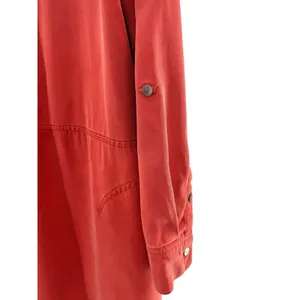 John Mark Shirt Dress Medium Red Long Sleeve 100% Tencel Button Front Roll Tab‎ thumbnail 2