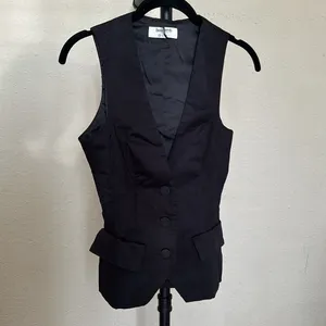 JULIET House of CB BLACK SLEEVELESS TUXEDO TOP NWOT blazer suit $139 size‎ XS thumbnail 8