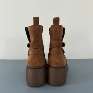 Steve Madden Coletta Lug Sole Tan Suede Buckle Ankle Booties‎ thumbnail 6