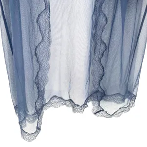 Victoria's Secret Sheer Mesh Lace Kimono Robe Slate Blue Open Front M/L thumbnail 8