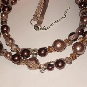 Boho Brown/Bronze Beaded Statement Necklace Brown thumbnail 3