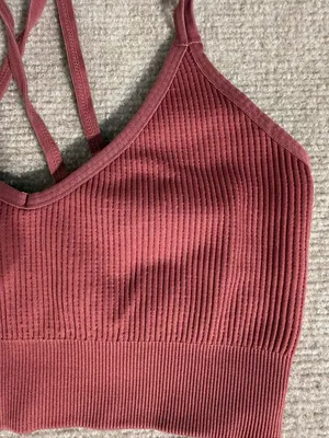 Aerie Rose Seamless Ribbed V-neck Strappy Cozy Loungewear Bralette Size Small thumbnail 2