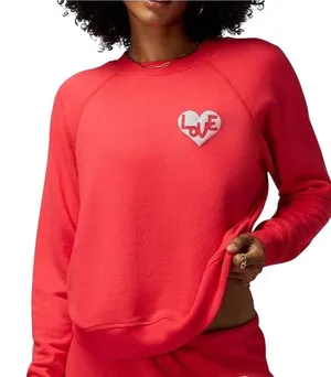Spiritual Gangster Heart Forever Sweatshirt Women L Red Loungewear Streetwear thumbnail 1