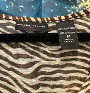 New York & Company Zebra Print Sleeveless Knee Length Dress M Black $ White thumbnail 3