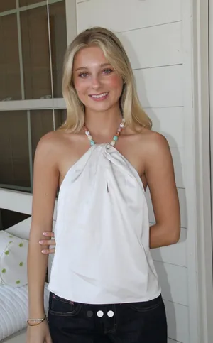 SIO Boutique Bead Neck Top Silver Size L thumbnail 1