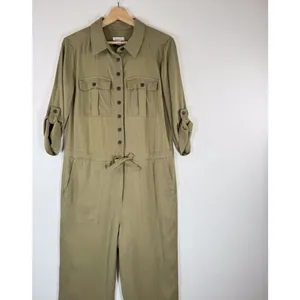 Sundance Womens Jumpsuit Green Wayside Roll Tab Sleeve Waist Tie Utility XS thumbnail 5
