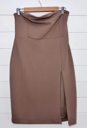 Meshki Rachel Crepe Bandeau Thigh Split‎ Mini Dress Size XL thumbnail 1