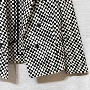 Zara Woman Black White Checkered Cropped Double Breasted Blazer XS thumbnail 4