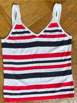 Knit Tank Top Size Large ~ Red White Blue Stripes ~ Layering thumbnail 4