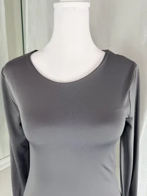 Forever 21 Women's Gray Long Sleeve Bodysuit Size M Stretch Scoop Neck Slim thumbnail 5