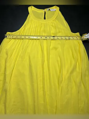 Zara Size XS Pleated Yellow Knee Length Halter Dress thumbnail 5