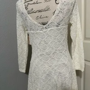Free people lace long sleeves dress cream color size L cute dress bohemian ✨ y2k thumbnail 7