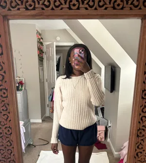 Cotton cashmere cream sweater thumbnail 3