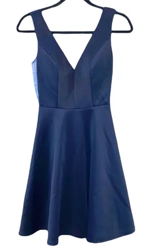 Harper & Lemon Navy Blue Fit & Flare Dress XS Sleeveless‎ V Neck Skater thumbnail 1