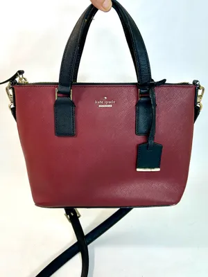Kate Spade Cameron Street Lucie Crossbody in Maroon and Black 9” x 7.5” x 3.5” thumbnail 1