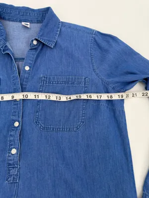 Old Navy Dress Women’s M TALL Blue Chambray Shirt Dress Long Sleeves Western thumbnail 7
