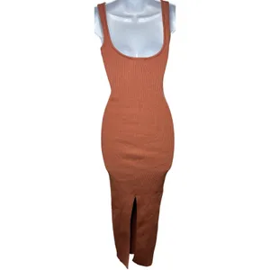 Beige‎ Botany Maxi Dress Ribbed Knit Bodycon Small Rust Orange thumbnail 2