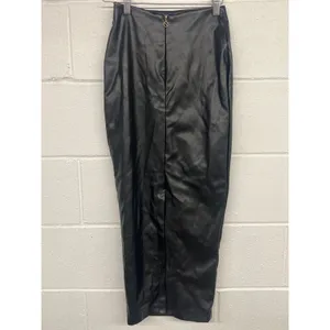 NWT Nookie Sz XS Drama Black Faux Leather High Waist Sexy Cocktail Midi Skirt thumbnail 4