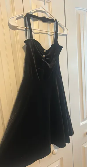 Black Velvet Dress with heart decals thumbnail 1