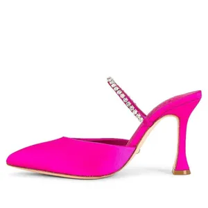 RAYE Jinxx Crystal High Heels in Pink 5.5 with Box Womens Satin Mules thumbnail 4
