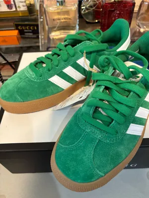 adidas Gazelle Green Suede Sneakers with White Stripes and Gum Sole thumbnail 3