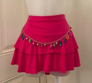 Y2K Express Fairycore Coquette Whimsical Pink Ruffle Micro Mini Skirt Size L Measurement in pics thumbnail 1