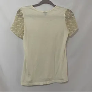 J Crew Light Yellow Sheer Swiss Dot Sleeve Top Womens XS Girly Romantic Blouse thumbnail 5