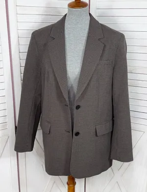 Gap Oversized Blazer Women Small‎ Brown Houndstooth Knit Jacket Heritage Preppy thumbnail 1
