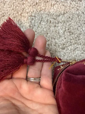 Sézane Burgundy Velvet Star Embroidered Pouch thumbnail 5
