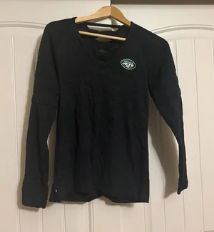 National Football League New York Jets Sweatshirt Womens Medium Antigua Dark Gray Long Sleeve Back Cutout thumbnail 1