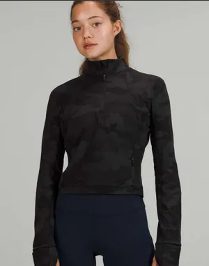 Lululemon Its Rulu Run Cropped Half-Zip Heritage 365 Camo Deep Coal Multi Size 4 thumbnail 1