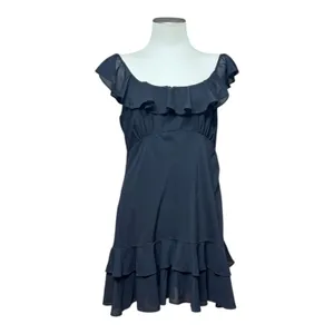 Abercrombie & Fitch A&F Ruffle Cocktail Dress Black Large thumbnail 2