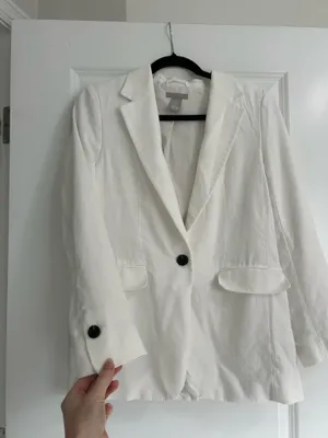 New H&M Linen Blend Blazer Jacket Size $57.99 thumbnail 3