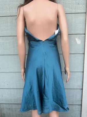 Women’s Davids bridal blue satin halter y2k dress size 2 thumbnail 6