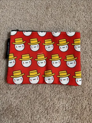 HONEYCOLOR Red Cosmetic Bag with Cute Egg Character Print thumbnail 3