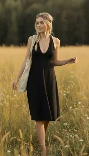 Patagonia Iliana Knee Length Halter Dress Women's Size XS Black‎ Outdoor Travel thumbnail 1