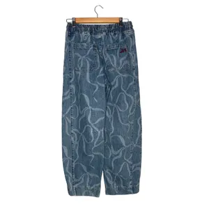 Damson‎ Madder Bow Print Denim Trousers Womens 6 Blue Excellent Barrel Leg Pants thumbnail 6