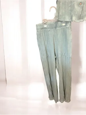 Free People Beach Dana Ribbed Lounge Set Vest Pants April Mist Green S thumbnail 3