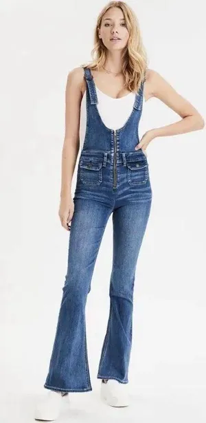 American Eagle Super stretch Flare Overalls thumbnail 1