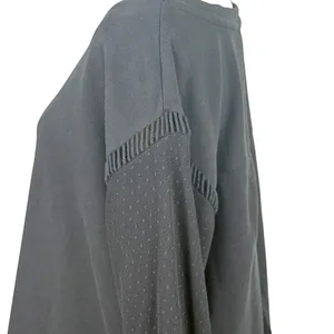 Anthropologie Black Tulle Sweatshirt Sheer Swiss Dot Ruffle Lace Oversized MED thumbnail 9