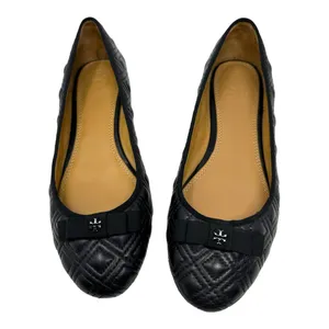 Tory Burch Black Leather Quilted Bow Ballet Flats Designer Shoes Size 7 thumbnail 6
