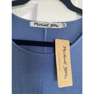 Michael Stars Faux Wrap Tee Dress Womens Size XS Indigo Blue Cotton Jersey NEW thumbnail 3