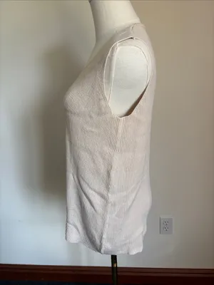Motherhood Ribbed V-Neck Sleeveless Knit Tank - Cream thumbnail 3