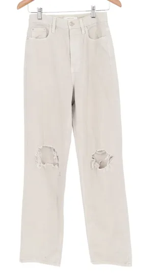 PacSun 90s Boyfriend High Rise Distressed Jeans Beige 26 Ripped Straight Leg thumbnail 1